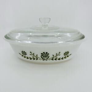 Vintage Glassbake J235 1Qt Casserole W/Lid And 1.5Qt Baker No Lid 2 Floral Bowls